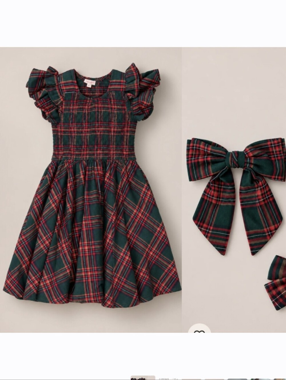 Ivy City Co. Hattie in Plaid in size 13/14 Red and green plaid dress with bow